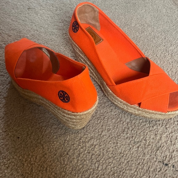 Tory Burch Shoes - Orange Tory Burch wedges 9B women’s